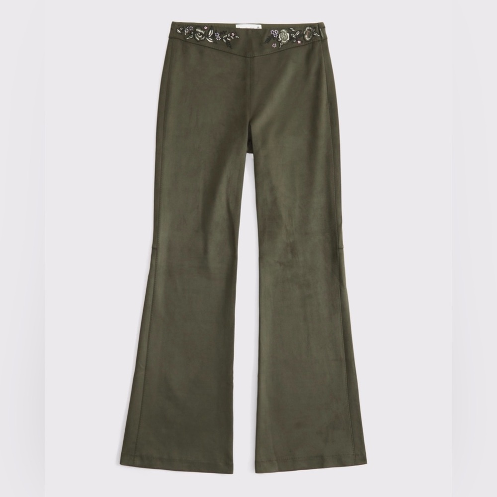 Abercrombie High rise slim boot vegan suede pants
